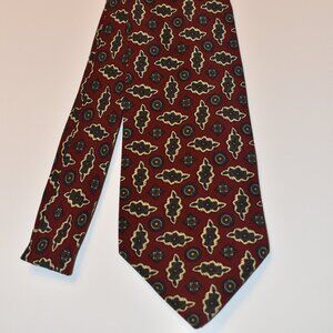 Vintage Enrico Coveri Italy Burgundy patterned Silk Neck Tie mens